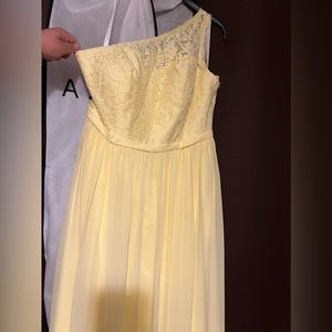 Azazie Demi dress in retired color Daffodil. Size 16, new and unaltered.